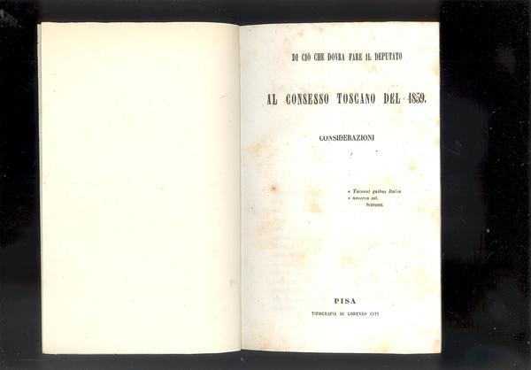 DI CIO' CHE DOVRA' FARE IL DEPUTATO AL CONSESSO TOSCANO …