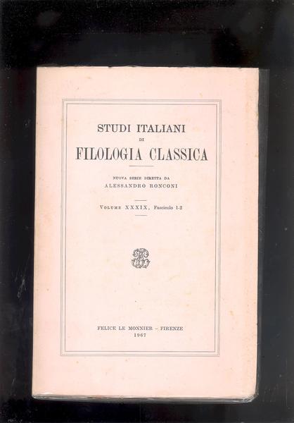 STUDI ITALIANI DI FILOLOGIA CLASSICA