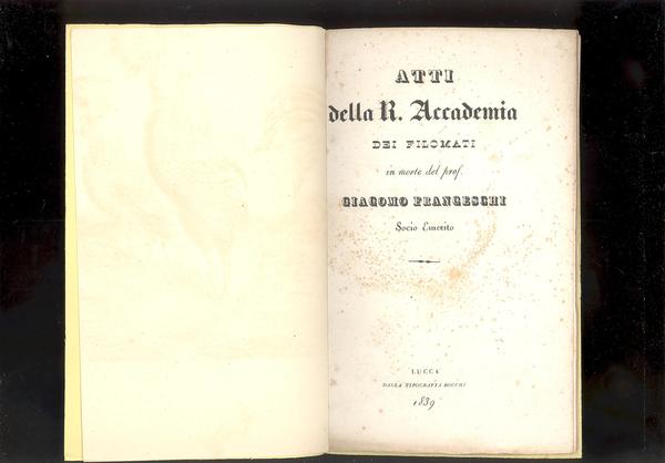 ATTI DELLA R. ACCADEMIA DEI FILOMATI IN MORTE DEL PROF. …