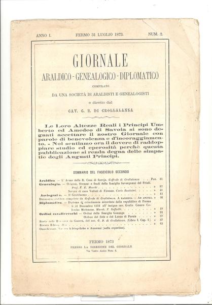 GIORNALE ARALDICO - GENEALOGICO - DIPLOMATICO