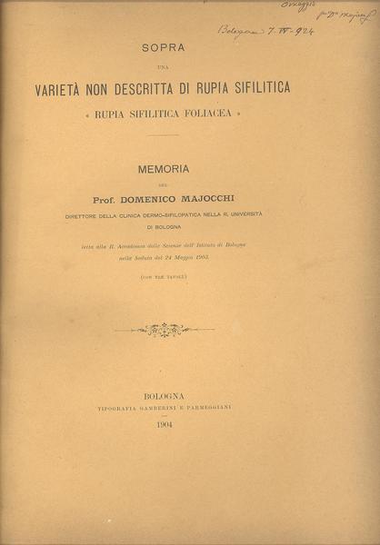 SOPRA UNA VARIETA' NON DESCRITTA DI RUPIA SIFILITICA" RUPIA SIFILITICA …