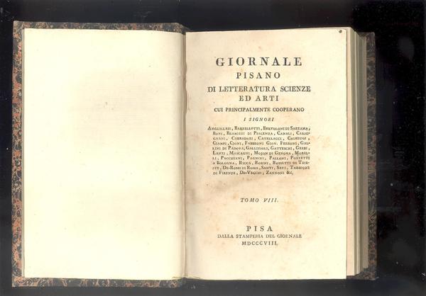 GIORNALE PISANO DI LETTERATURA SCIENZE ED ARTI CUI PRINCIPALMENTE COOPERANO …