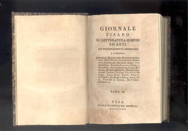 GIORNALE PISANO DI LETTERATURA SCIENZE ED ARTI CUI PRINCIPALMENTE COOPERANO …