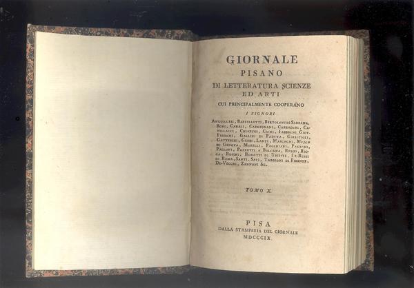 GIORNALE PISANO DI LETTERATURA SCIENZE ED ARTI CUI PRINCIPALMENTE COOPERANO …