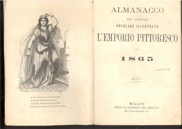 ALMANACCO DEL GIORNALE POPOLARE ILLUSTRATO L'EMPORIO PITTORESCO PEL 1865ANNO I