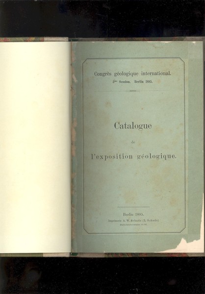 CATALOGUE DE L'EXPOSITION GEOLOGIQUE.