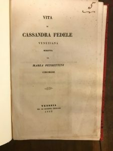 VITA DI CASSANDRA FEDELE VENEZIANA SCRITTA DA MARIA PETRETTINI CORCIRESE