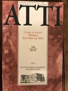 ATTI. CLASSE DI SCIENZE MORALI LETTERE ED ARTI TOMO CLXIII …