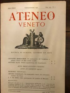 ATENEO VENETO RIVISTA DI SCIENZE, LETTERE ED ARTI – GEN-GIU …