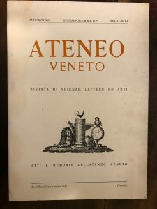 ATENEO VENETO, RIVISTA DI SCIENZE, LETTERE ED ARTI. GEN-DIC 1979