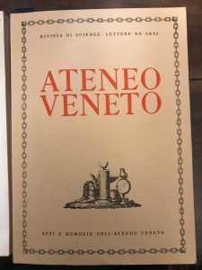 ATENEO VENETO. RIVISTA DI SCIENZE, LETTERE ED ARTI. 1987 VOL. …