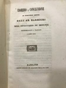 ESORDIO E CONCLUSIONE AI DISCORSI LETTI DAL’ AB. BARBIERI NELL’OTTAVARIO …