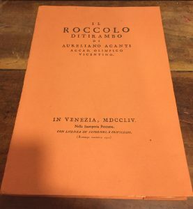 IL ROCCOLO. DITIRAMBO (ANASTATICA)