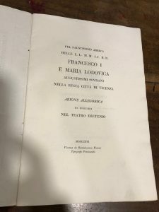 PEL FAUSTISSIMO ARRIVO DELLE L.L.M.M. FRANCESCO I E MARIA LODOVICA …