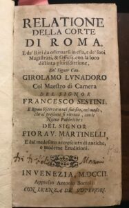 RELATIONE DELLA CORTE DI ROMA E DE’RITI DA OSSERVARSI IN …