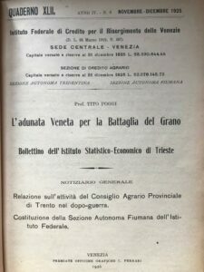 L’ADUNATA VENETA PER LA BATTAGLIA DEL GRANO. BOLLETTINO DELL’ISTITUTO STATISTICO-ECONOMICO …