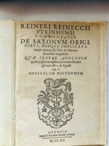 REINERI REINECCII STEINHEMII COMMENTATIO DE SAXONUM ORIGINIBUS, HISQUE IMPLICATA ATQUE …