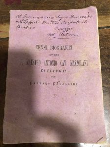 CENNI BIOGRAFICI INTORNO IL MAESTRO ANTONIO CAV. MAZZOLANI DI FERRARA