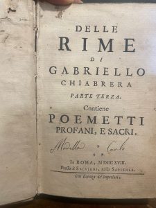 DELLE RIME DI GABRIELLO CHIABRERA PARTE TERZA. POEMETTI PROFANI E …