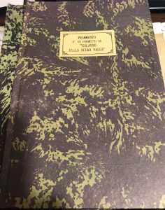 FRAMMENTO DI UN POEMETTO VENETO SU GALASSO DALLA SCURA VALLE