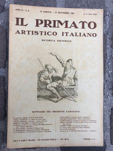IL PRIMATO ARTISTICO ITALIANO NUM 8 , AGOSTO SETTEMBRE 1921