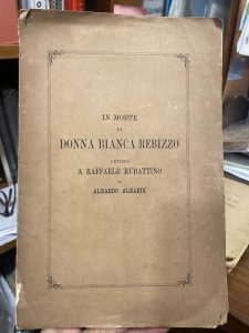 IN MORTE DI DONNA BIANCA REBIZZO. LETTERA A RAFFAELE RUBATTINO …