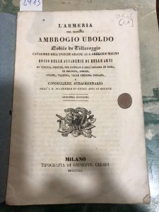 L’ARMERIA DEL SIGNORE AMBROGIO UBOLDO NOBILE DI VILLAREGGIO CAVALIERE DELL’INSIGNE …