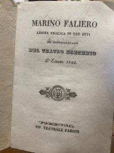 MARINO FALIERO. AZIONE TRAGICA IN TRE ATTI