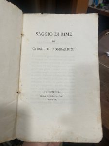 SAGGIO DI RIME DI GIUSEPPE BOMBARDINI