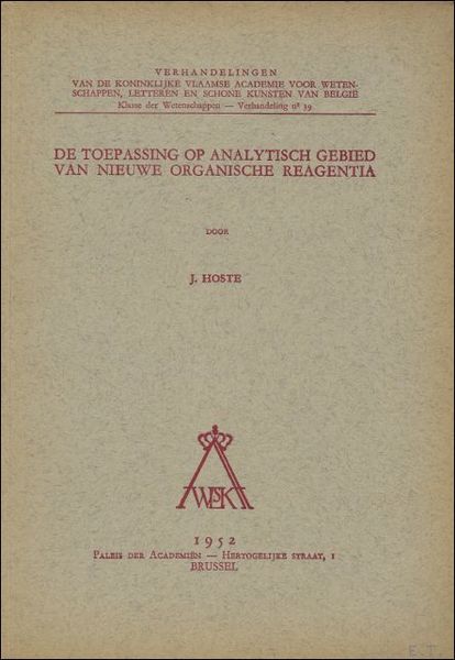 toepassing op analytisch gebied van nieuwe organische reagentia.