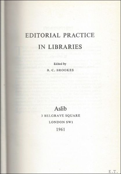 EDITORIAL PRACTICE IN LIBRARIES.