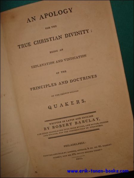 AN APOLOGY FOR THE TRUE CHRISTIAN DIVINITY : BEING AN …