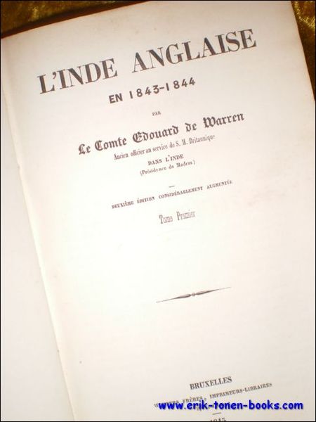 INDE ANGLAISE EN 1843 - 1844, TOME PREMIER et SECOND,