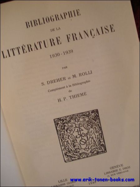 BIBLIOGRAPHIE DE LA LITTERATURE FRANCAISE 1930-1939,