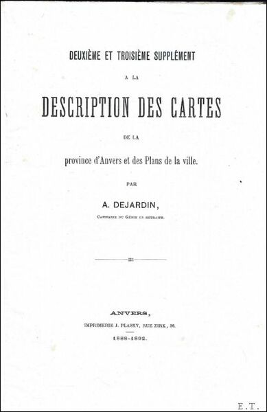 DEUXIEME ET TROISIEME SUPPLEMENT A LA DESCRIPTION DES CARTES DE …