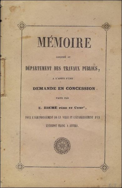 MEMOIRE ADRESSE AU DEPARTEMENT DES TRAVAUX PUBLICS A L'APPUI D'UNE …