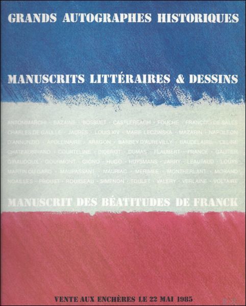 MANUSCRITS LITTERAIRES & DESSINS. GRAND AUTOGRAPHES HISTORIQUES. MANUSCRIT DES BEATITUDES …