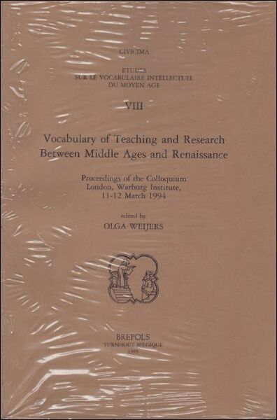 Vocabulary of Teaching and Research Between Middle Ages and Renaissance. …