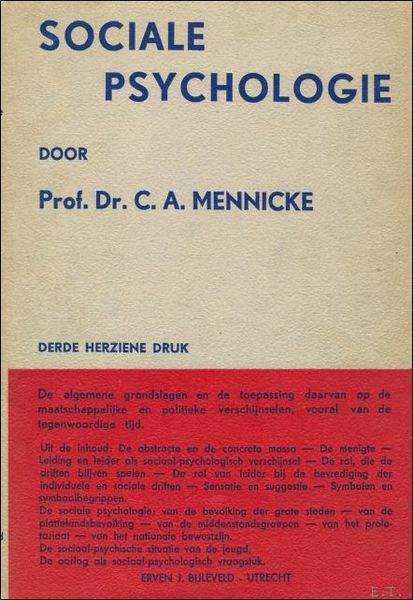 SOCIALE PSYCHOLOGIE. De algemene grondslagen en de toepassing daarvan op …