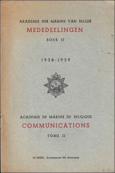 AKADEMIE DER MARINE VAN BELGIE. MEDEDEELINGEN BOEK II. 1938 - …