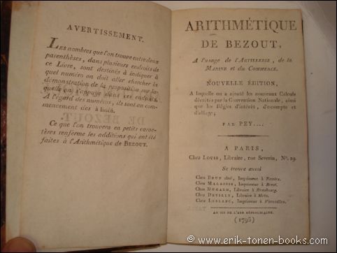 ARITHMETIQUE DE BEZOUT, a l'usage de l'artillerie, de la marine …