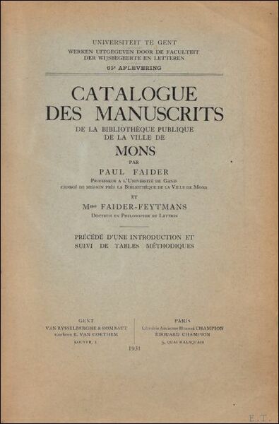 CATALOGUE DES MANUSCRITS DE LA BIBLIOTHEQUE DE LA VILLE DE …