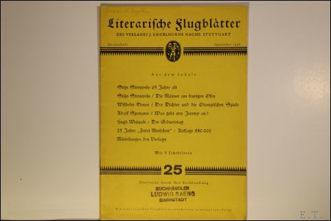 Literarische Flugblatter. HerbstHeft. Im Herbst 1936. nr. 25. Verlag J. …
