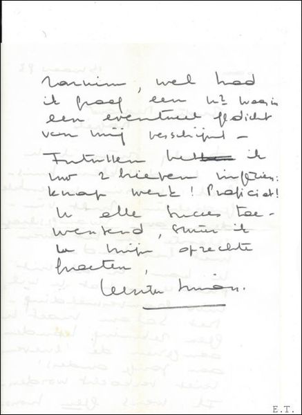 Klein huisboek; met opdracht, toevoeging van een originele handgeschreven brief.