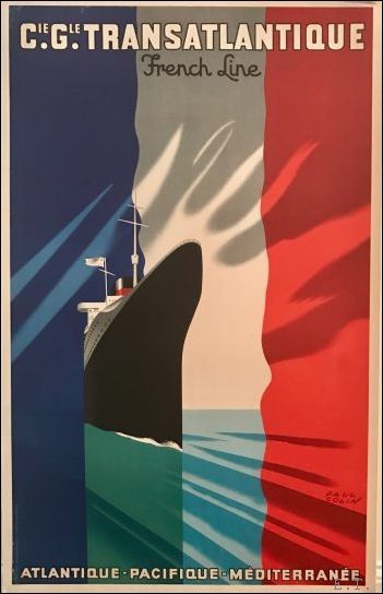 Transatlantique / Atlantique-Pacifique-Mediterranee. French Line. Poster / affiche by Paul …
