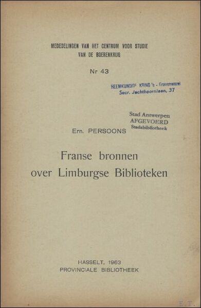Franse bronnen over Limburgse bibliotheken