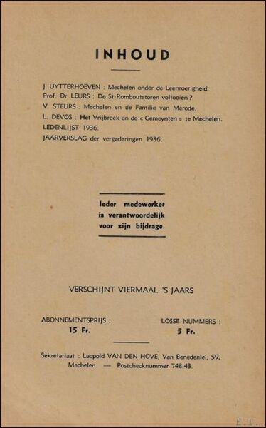 Mechelsche bijdragen. 3e Jaargang Nr 4 Mechelen onder de Leenroerigheid