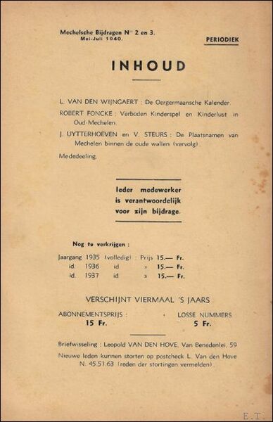 Mechelsche bijdragen. Jaargang Nr 2+3