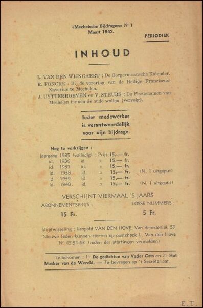 Mechelsche bijdragen. 9e Jaargang Nr 1 de Oergermaansche kalender