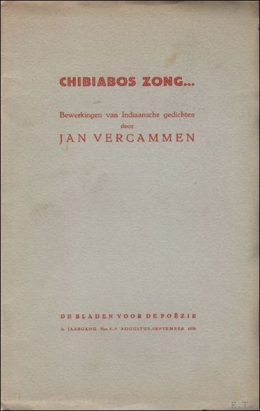 CHIBIABOS ZONG. De Bladen voor de Poezie, 1938